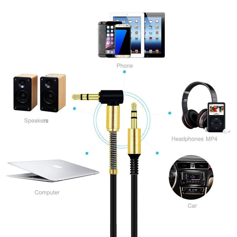 JacobsParts 3.5mm AUX Cable Car Stereo Audio Auxiliary Headphone Jack Cord Right Angle Male to Male, 3ft (Black) - Image 4